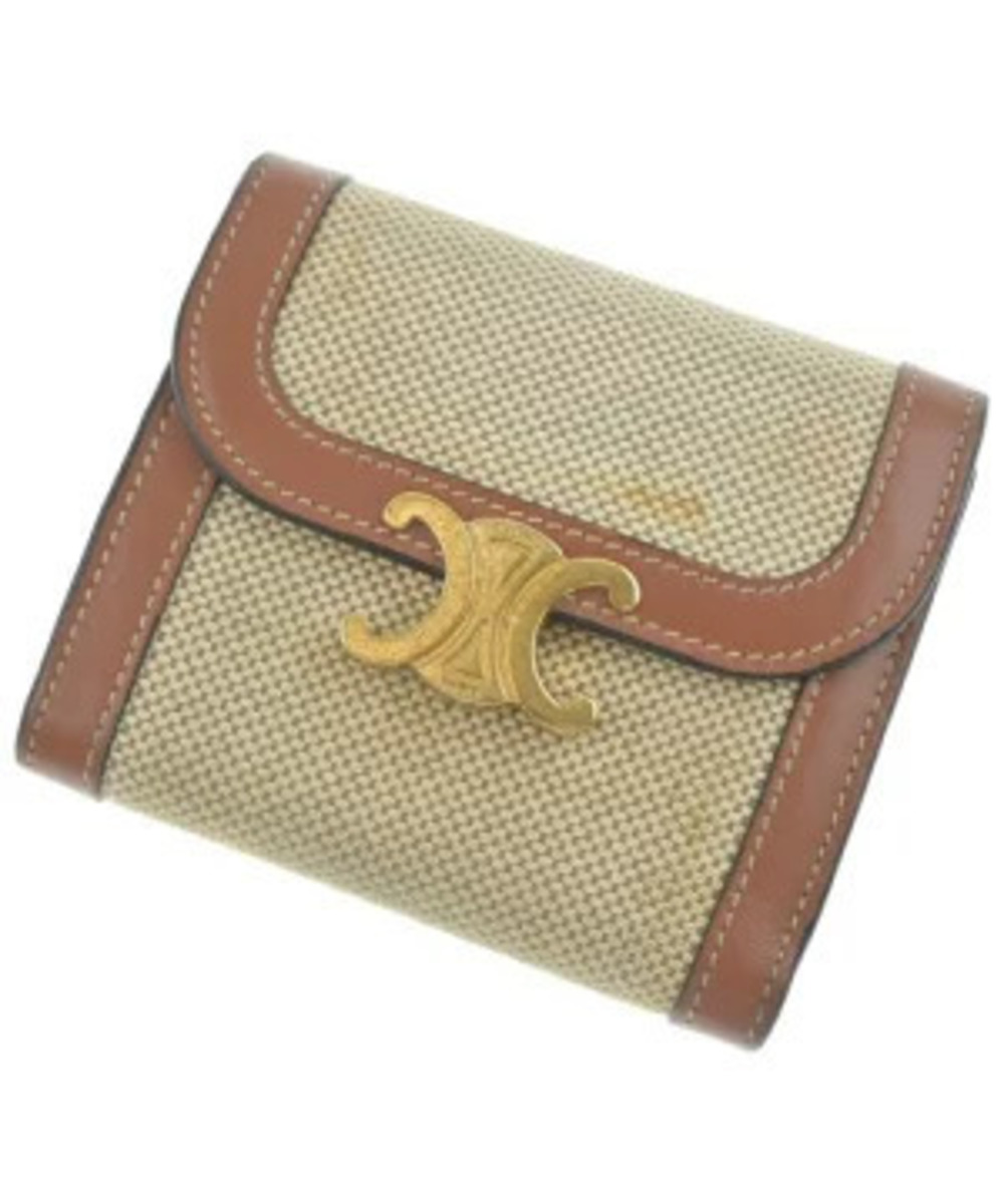 Celine Wallet coin case Wallet Beige Cream x Brown